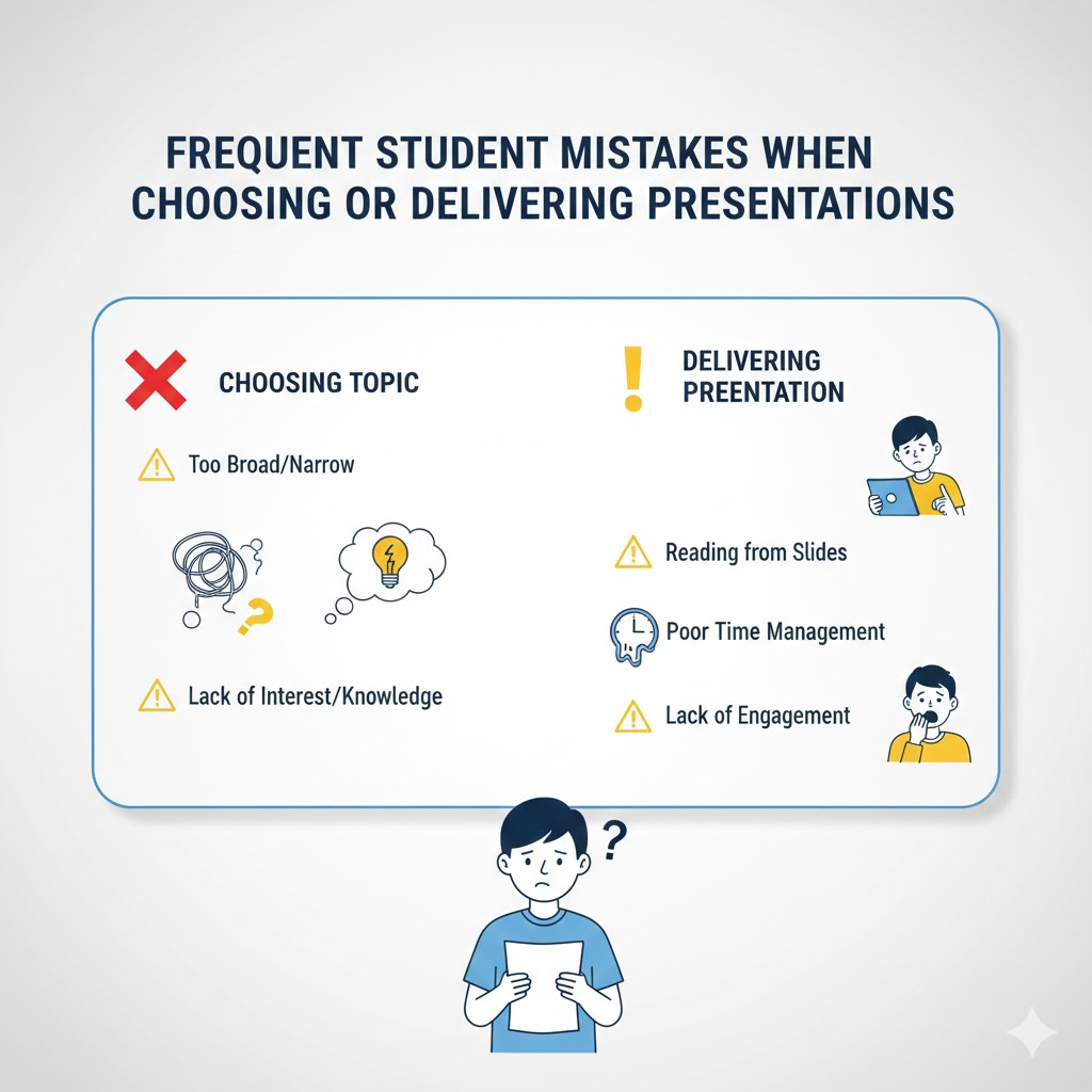 Frequent Student Mistakes When Choosing or Delivering Presentations
