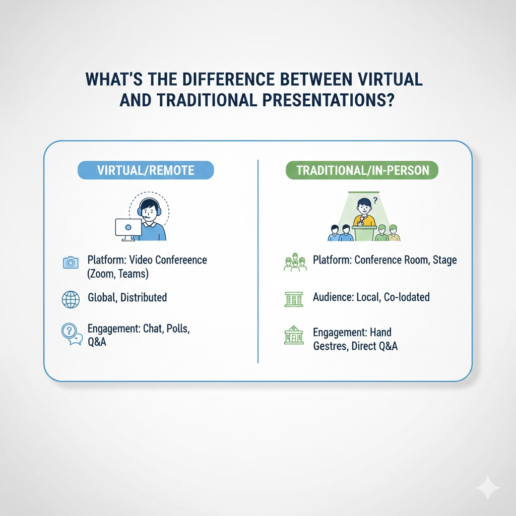 9. What is the difference between virtual/remote and traditional presentations?
